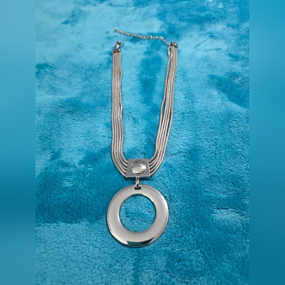 Chico's Short Silver-Tone Circlet Pendant Necklace - Picture 3 of 8